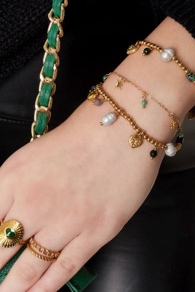 pulsera de acero inoxidable perlas la buena vida  h5 Imagen3